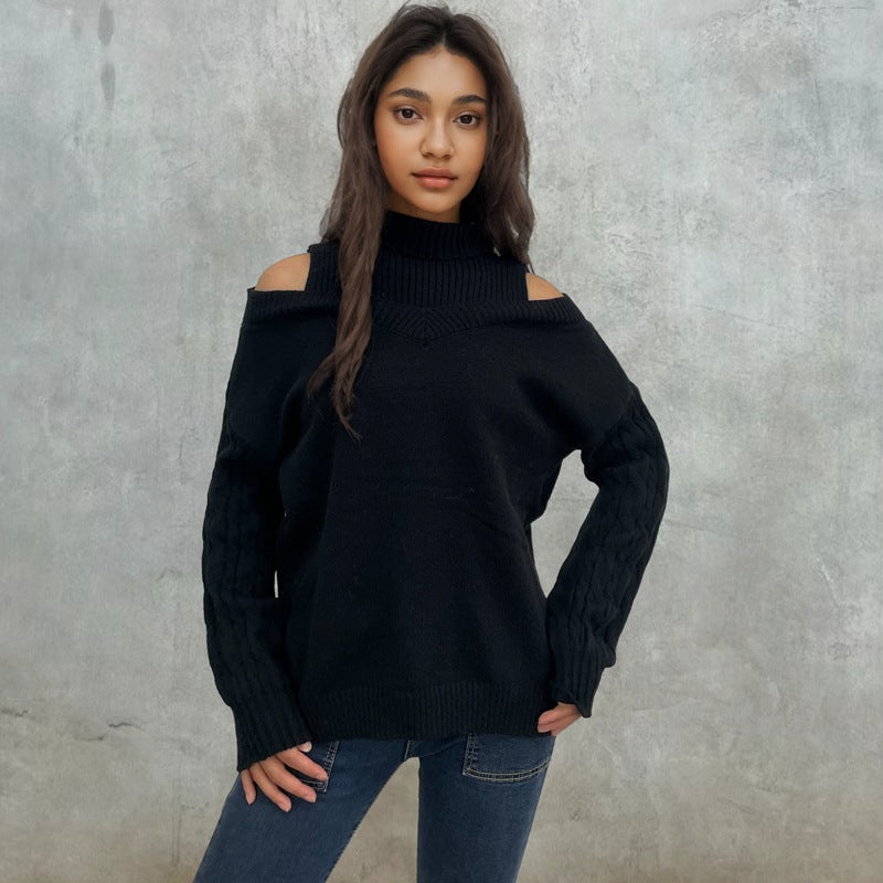 Long sleeve sweater for women with a trendy oversized off-shoulder design Lune Londonl