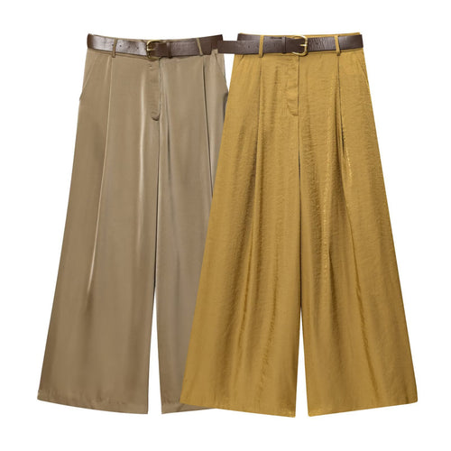 Women elegant wide pant Palazzo with belt Amarae