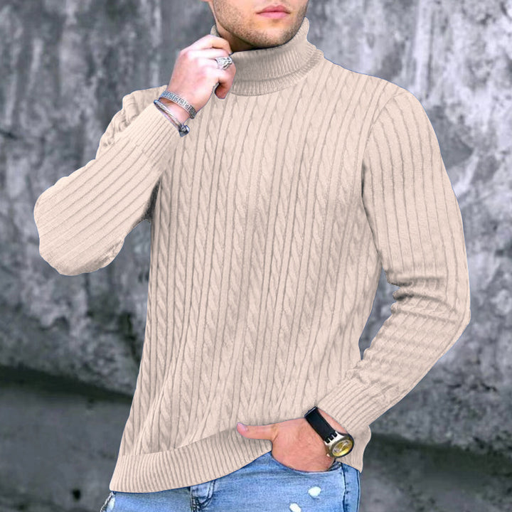 Elegant turtleneck sweater for men with an exquisite twist pattern structure Lune London