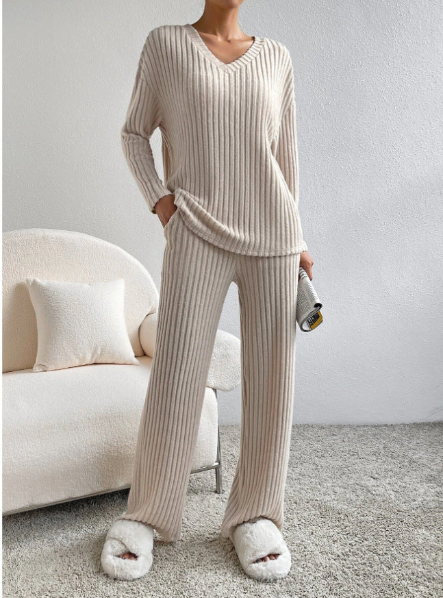Ensemble de loungewear décontracté pour femmes avec texture côtelée Chic & Stil