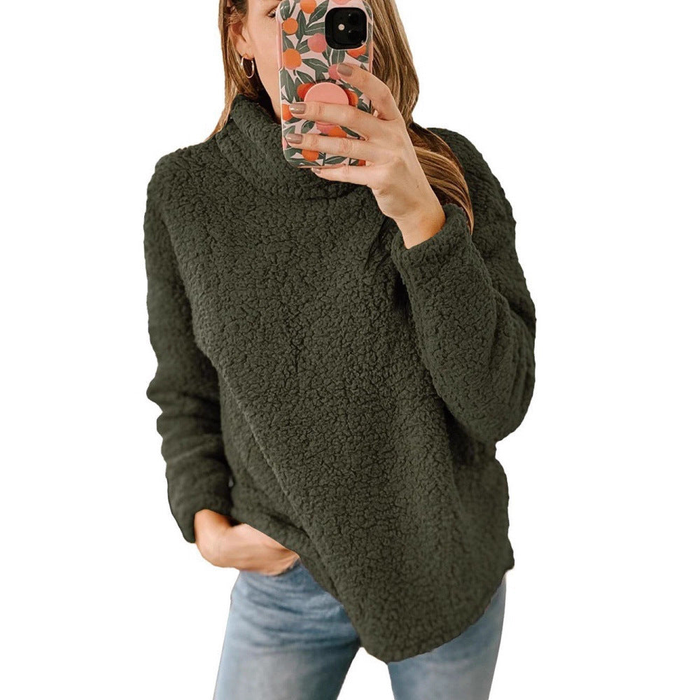 Pull en molleton confortable pour femmes avec col montant et surface texturée Chic & Stil