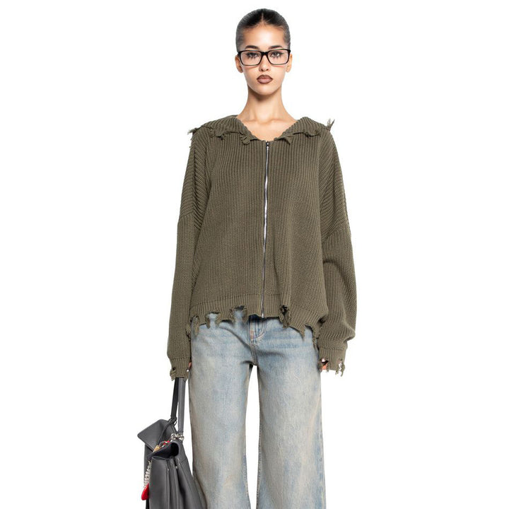 Casual hoodie for women with a trendy ripped design and wide sleeves Lune London