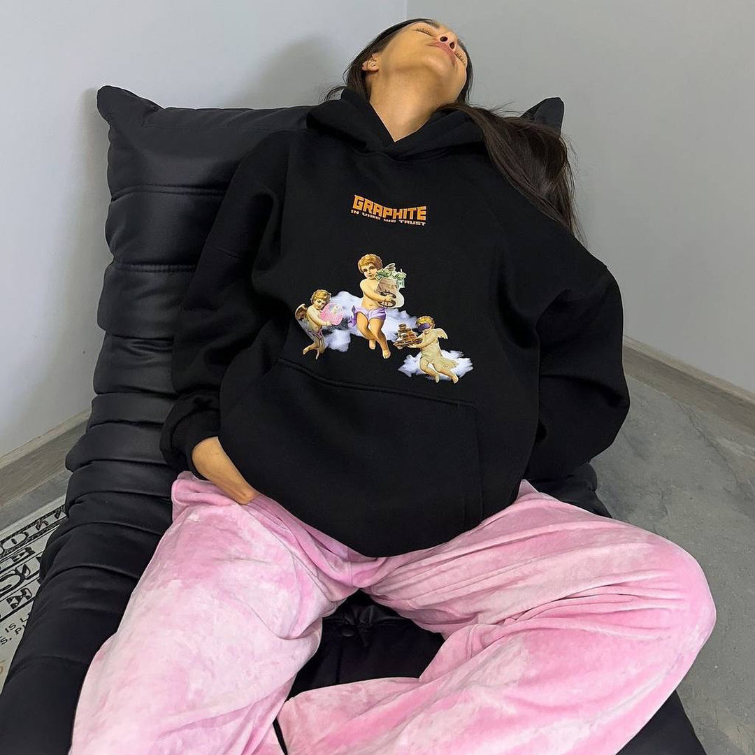 Oversized hoodie for women with creative print and relaxed cut Amarae