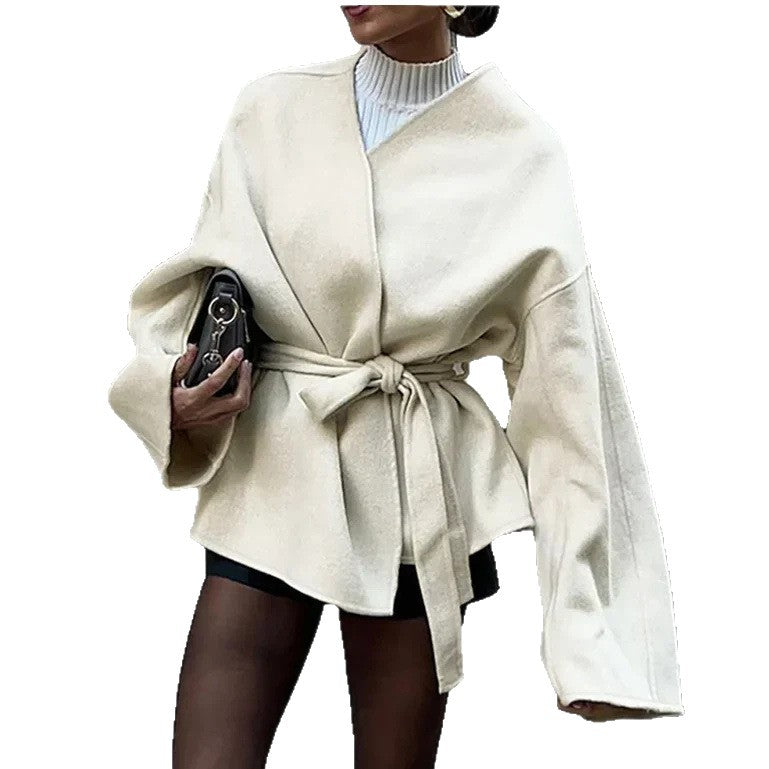 Oversized coat for women with belt Lune London