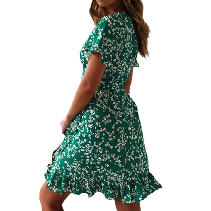 Ladies Floral Wrap Dress with Ruffles Lune London