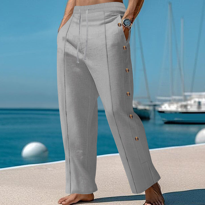 Chino pants for men with side buttons and elastic waist Lune London