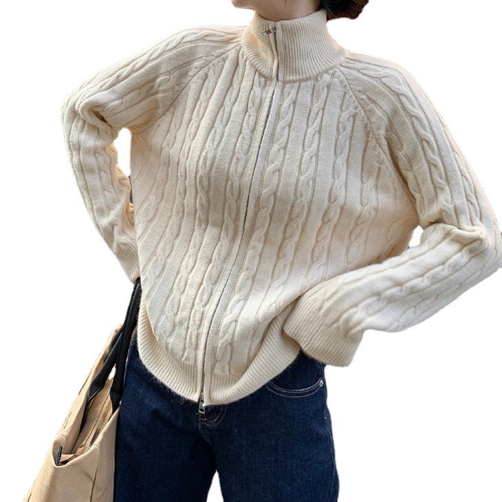 Cardigan en tricot épais pour femme avec col haut et coupe asymétrique Chic & Stil
