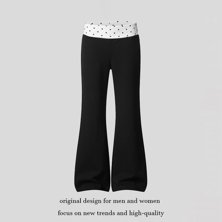 Women's Flared Lounge Pants with Cuff Waistband and Star Motif Amarae