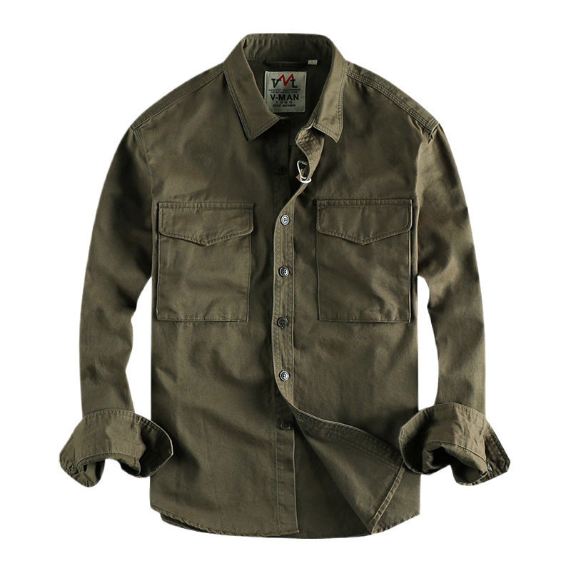 Men's cotton shirt with practical chest pockets and button-down collar Amarae