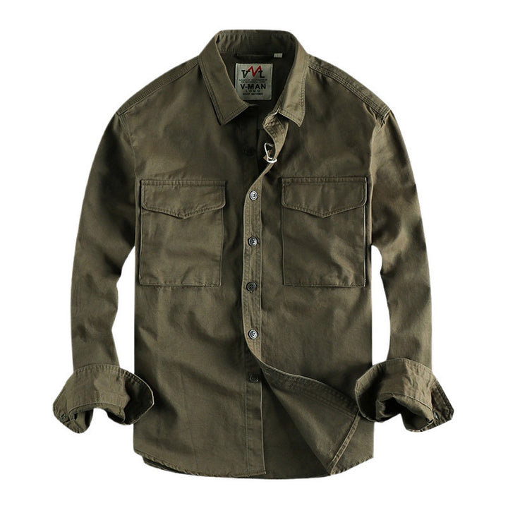 Men's cotton shirt with practical chest pockets and button-down collar Amarae
