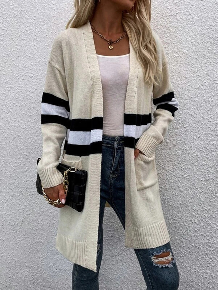 Knit jacket for women with modern stripes Lune London