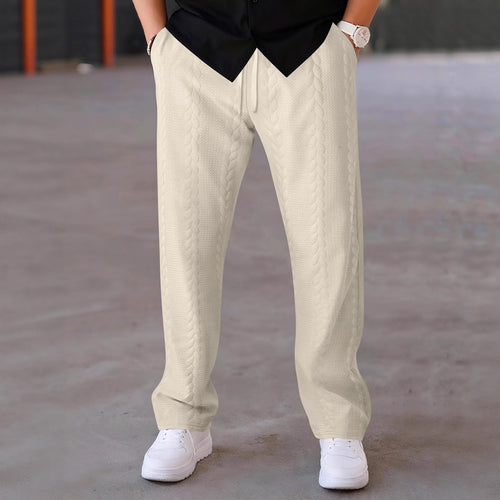 Men's stretch leisure pants with drawstring and textured design Amarae