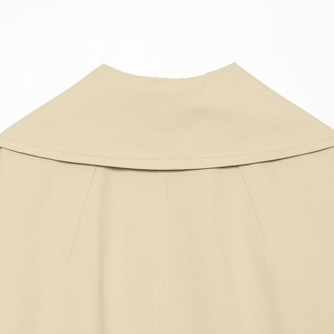 Women's Cropped Boxy Transitional Jacket with Large Shawl Collar and Patch Pockets Amarae