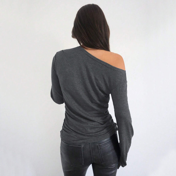 Chemise à manches longues décontractée pour femmes, à épaules dénudées, avec des détails de volants élégants Chic & Stil
