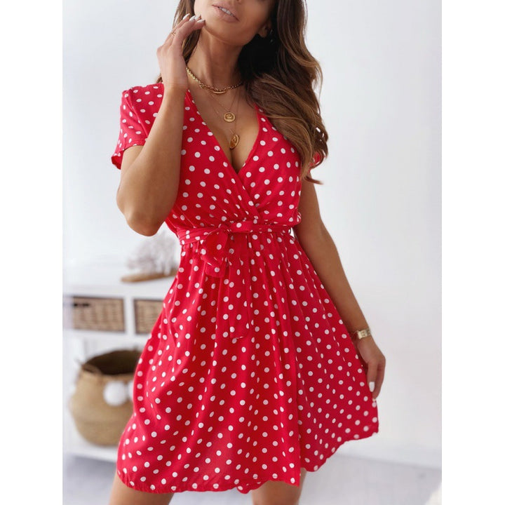 Polka dot wrap dress for women with adjustable tie belt Lune London