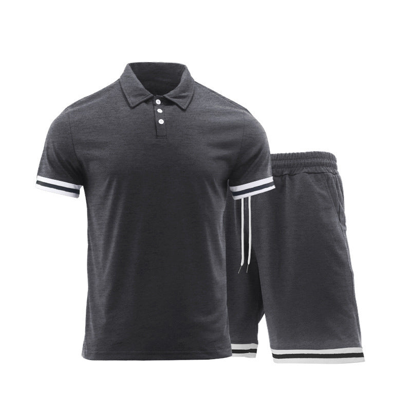 Men's Short Sleeve Sports Set with High-Quality Contrast Stripes and an Elastic Waist Lune London