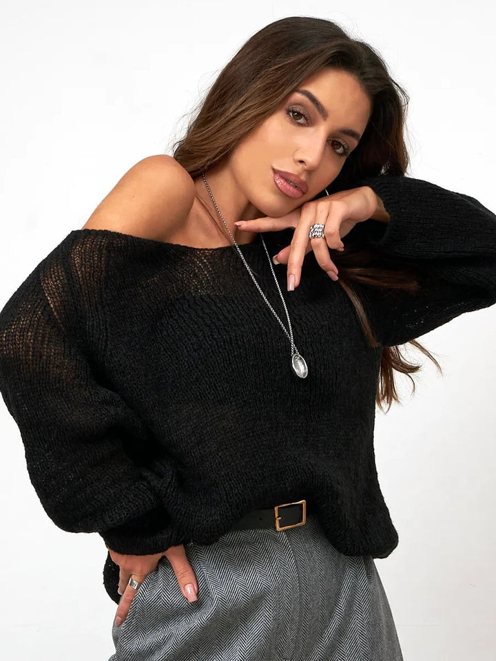 Pull en tricot épais pour femmes avec une coupe décontractée et une texture aérienne Chic & Stil