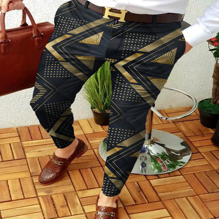 Stylish geometric print slim fit pants for men Lune London