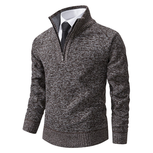 Elegant knitted sweater for men with half-zip and textured surface Amarae