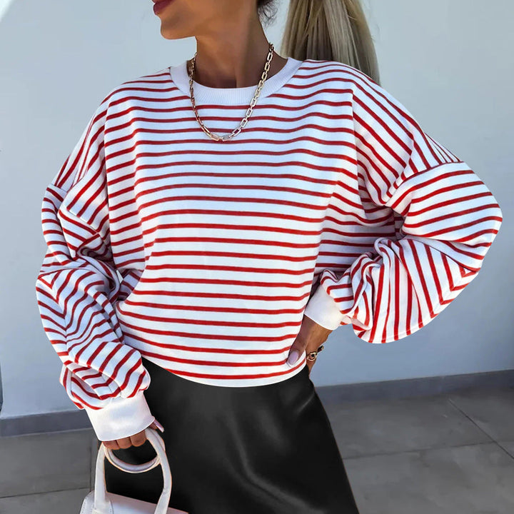 Women's casual striped sweatshirt with boxy cut and contrasting finishes Amarae