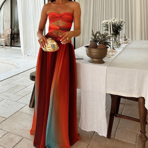 Robe maxi découpée pour femme avec jupe fluide Chic & Stil