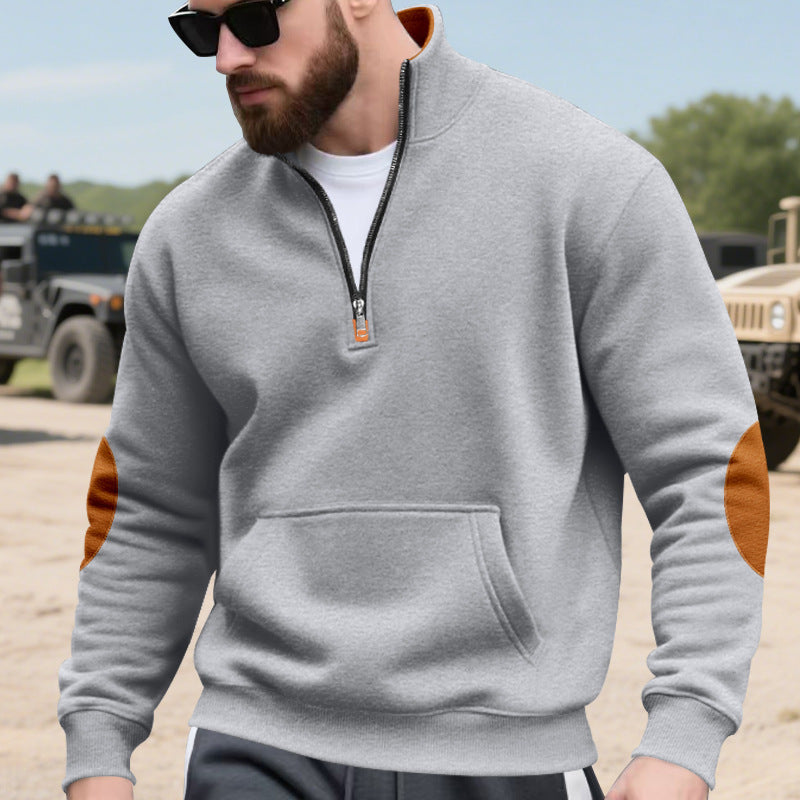 Casual hooded sweatshirt for men with half zipper and contrasting sleeves Lune London