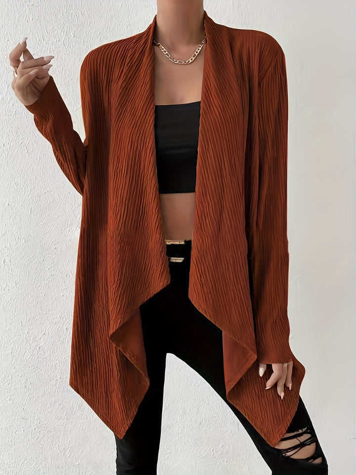 Ladies Long Sleeve Cardigan with Textured Design and Open Cut Lune London