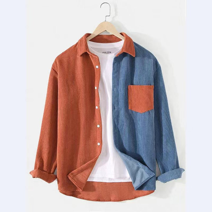 Men's corduroy shirt with textured fabric and applied chest pocket Amarae