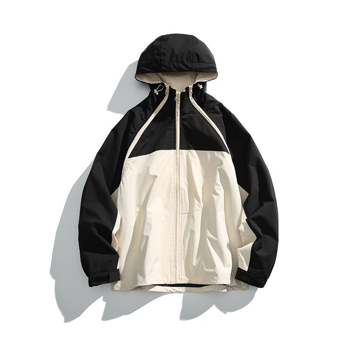 Unisex Lightweight two-tone wind and rain jacket with hood, water-repellent shell and adjustable hem Amarae