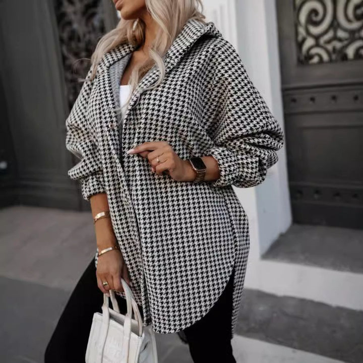 Oversized plaid shirt women with hood Lune London
