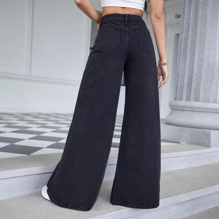 Ladies High-Waisted Ultra-Wide Palazzo Jeans made of Denim with Wide Leg Amarae