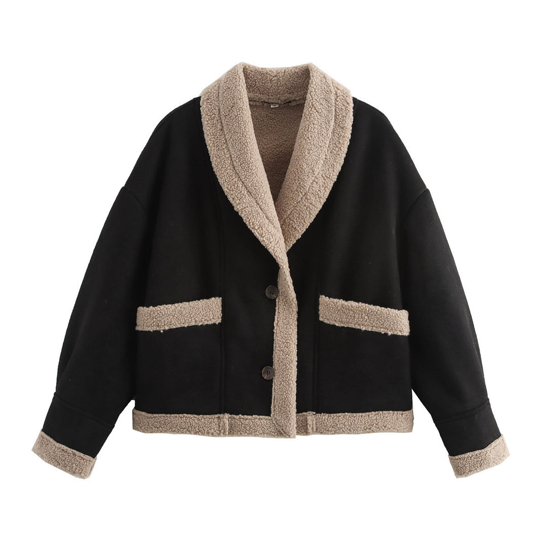 Cozy blazer jacket for women in teddy look with practical pockets Lune London
