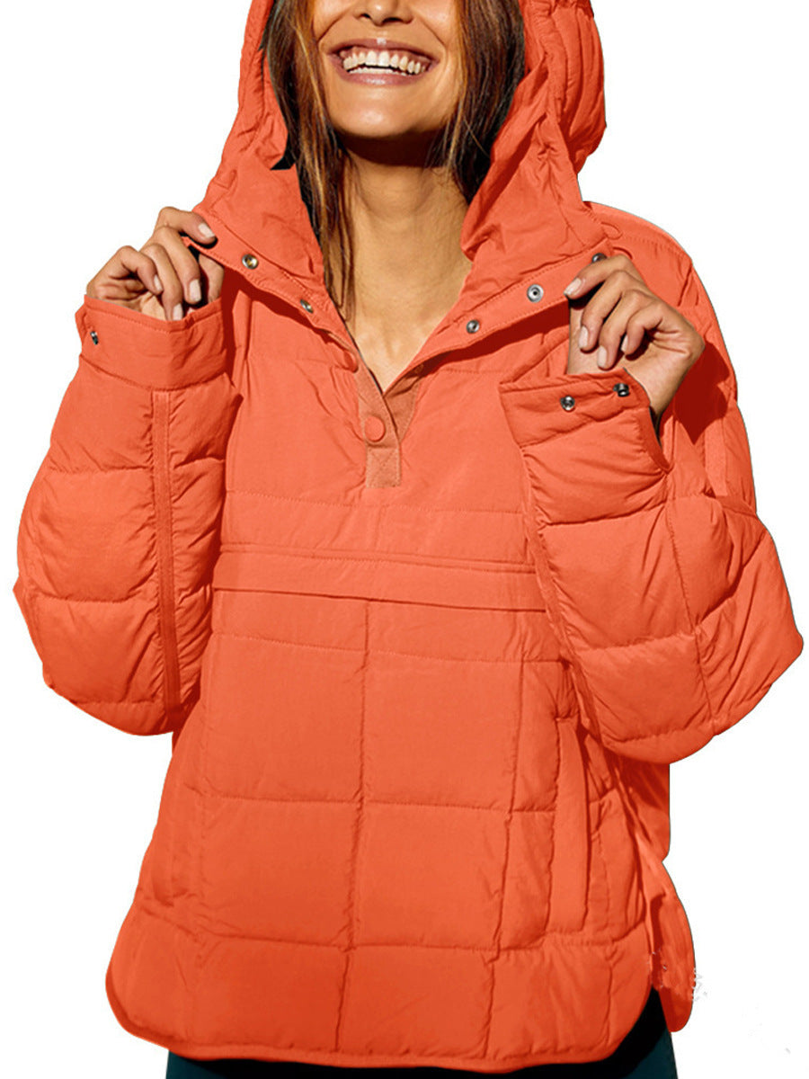 Ladies casual quilted jacket with hood and side pockets Lune London