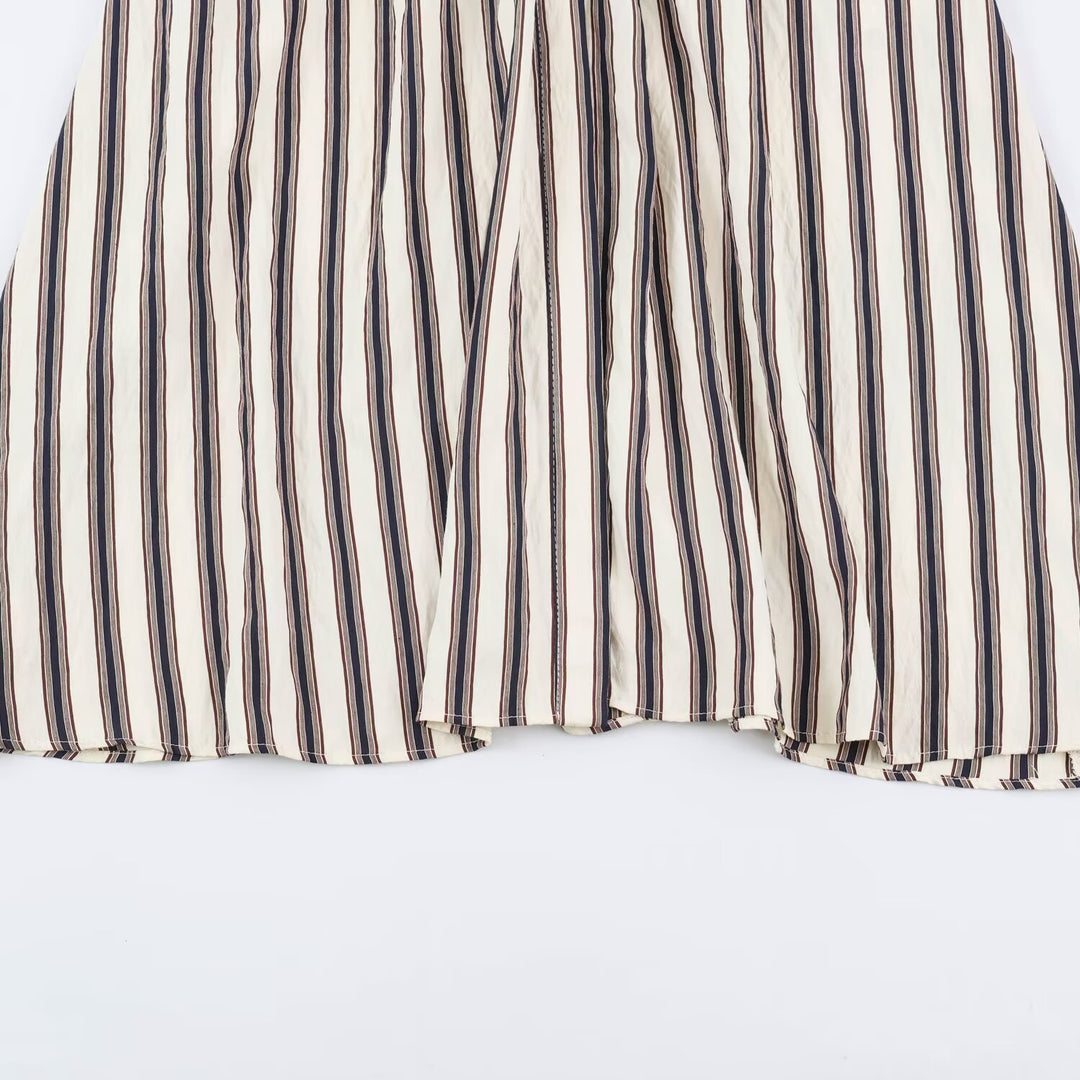 Women’s Long Striped Shirt Dress with Waist Belt and Dropped Shoulders Amarae