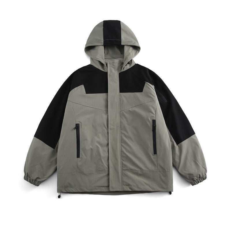 Unisex Boxy-Technical Hooded Jacket with Raglan Sleeves, Water-Repellent Shell and Drawstring Hem Amarae