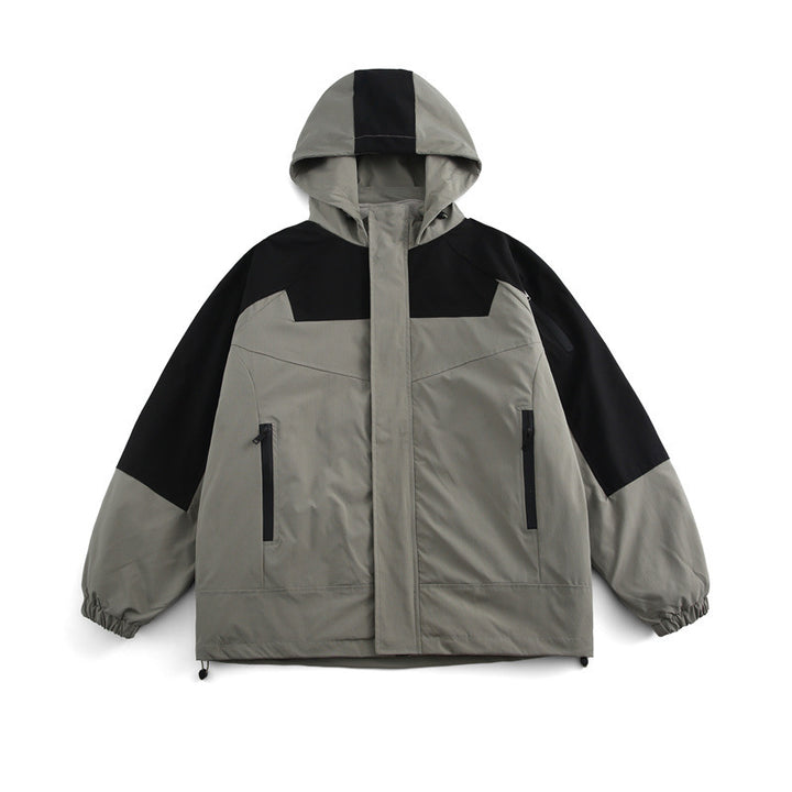 Unisex Boxy-Technical Hooded Jacket with Raglan Sleeves, Water-Repellent Shell and Drawstring Hem Amarae