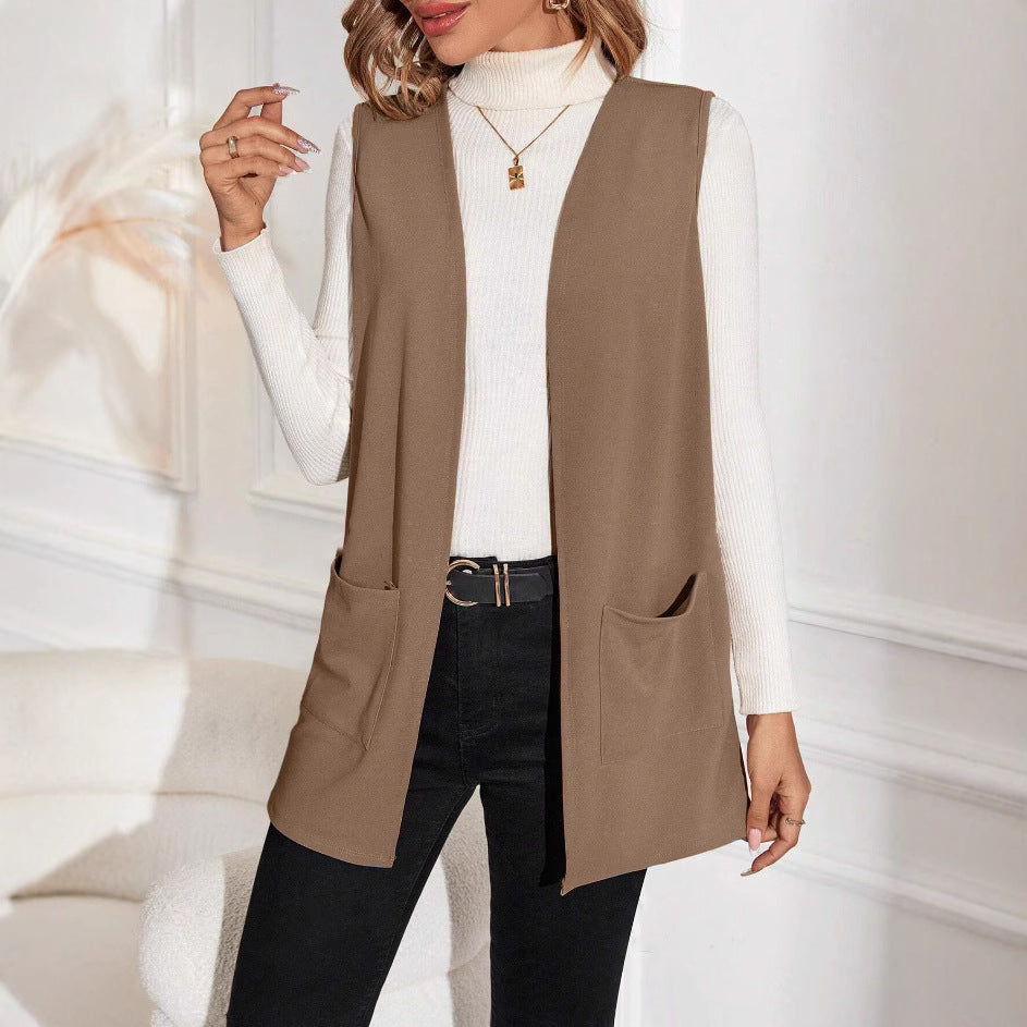 Gilet long réversible pour femmes avec poches Chic & Stil