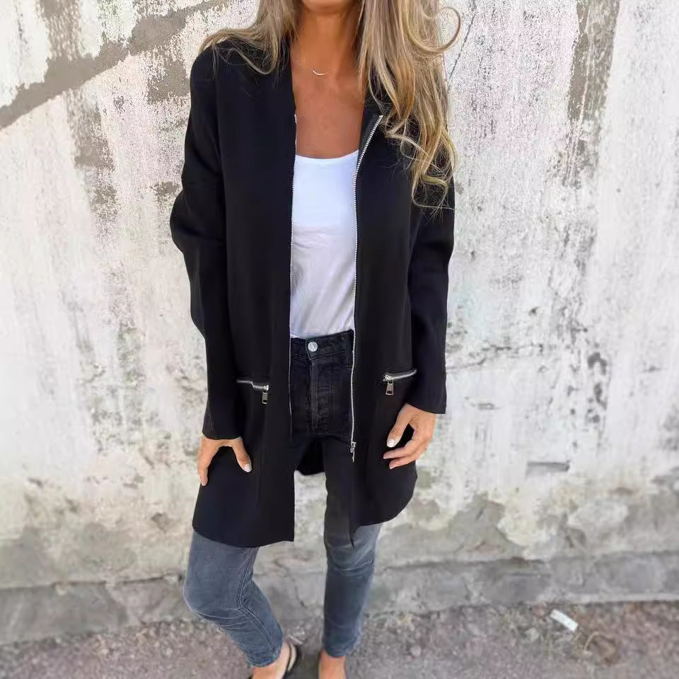 Long coat for women with modern zip details and a relaxed fit Lune London