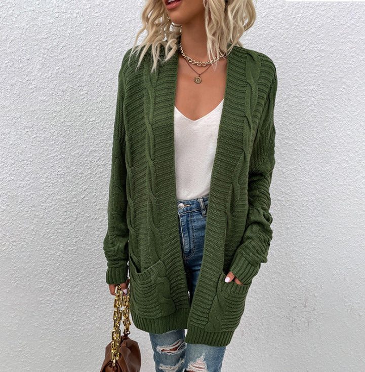 Cardigan en tricot épais pour femmes avec décolleté en V plongeant et poches pratiques Chic & Stil