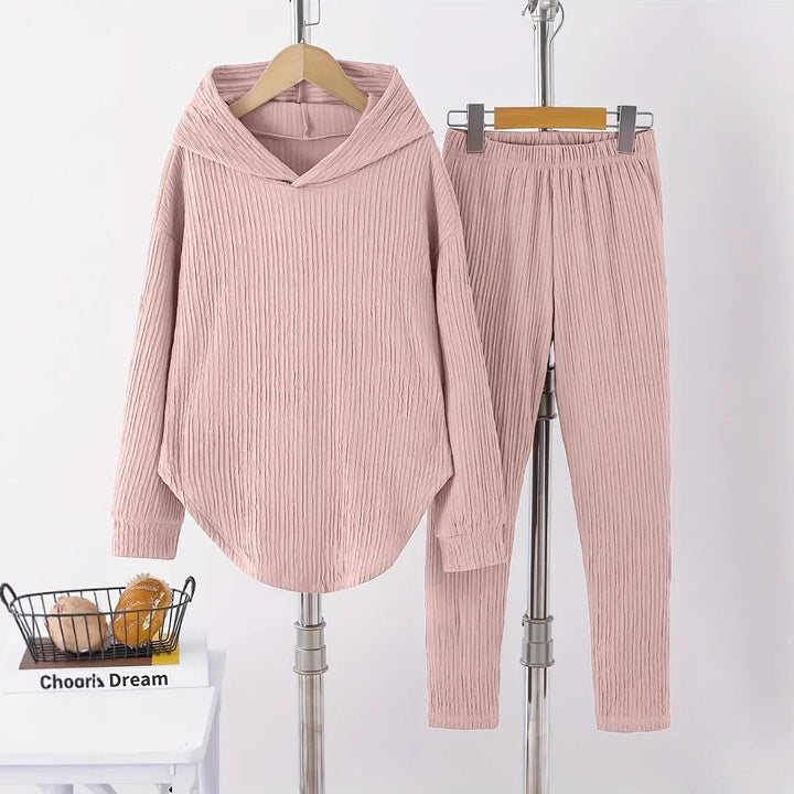 Lune London textured design casual sweatshirt and pants set for women