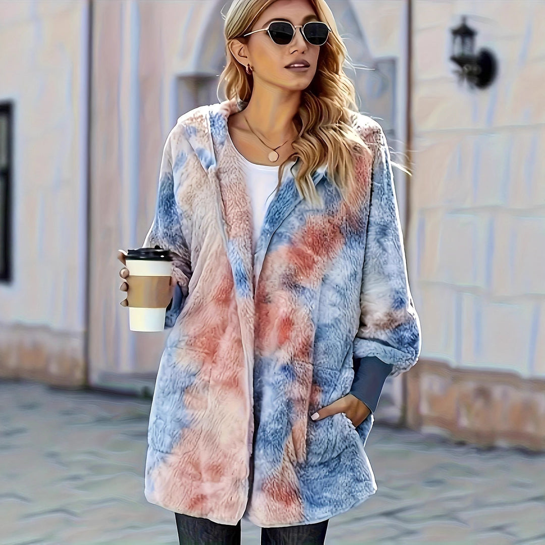 Dames Manteau à capuche douillet avec dégradé de couleur Lune London