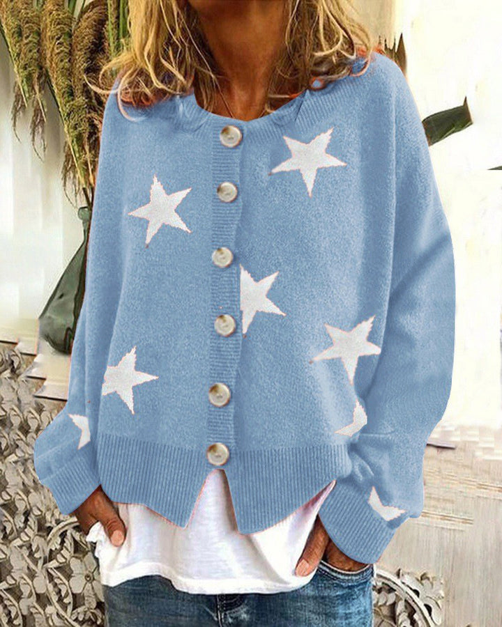 Knitted jacket for women with star pattern Lune London