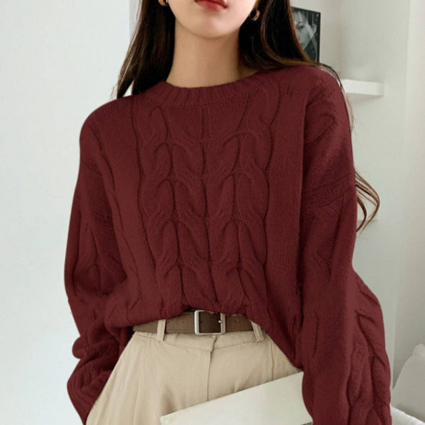 Pull en maille épaisse pour femmes avec motif en câble et coupe décontractée Chic & Stil