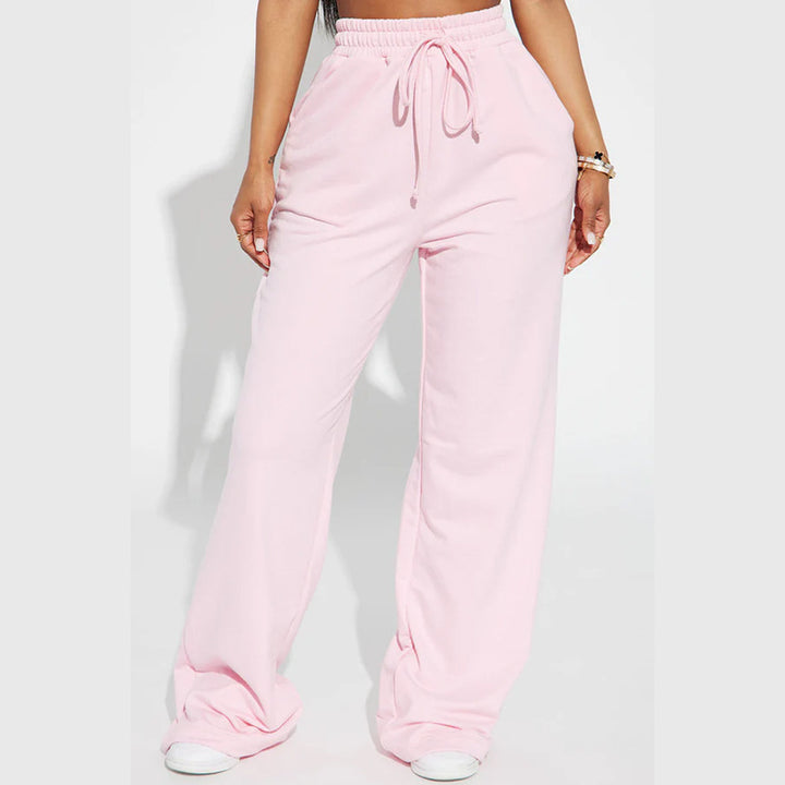 Women's wide sweatpants with elastic waistband and drawstring Chic & Stil