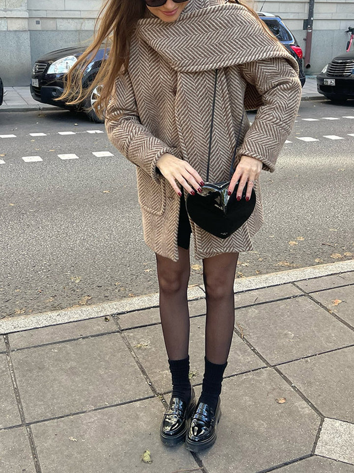Modern wrap coat for women with structured design Lune London