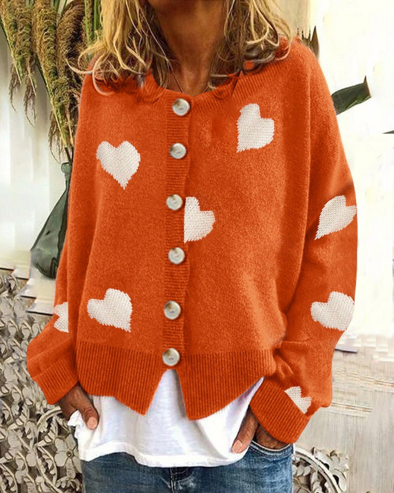 Women's cardigan with heart pattern and button design Lune London