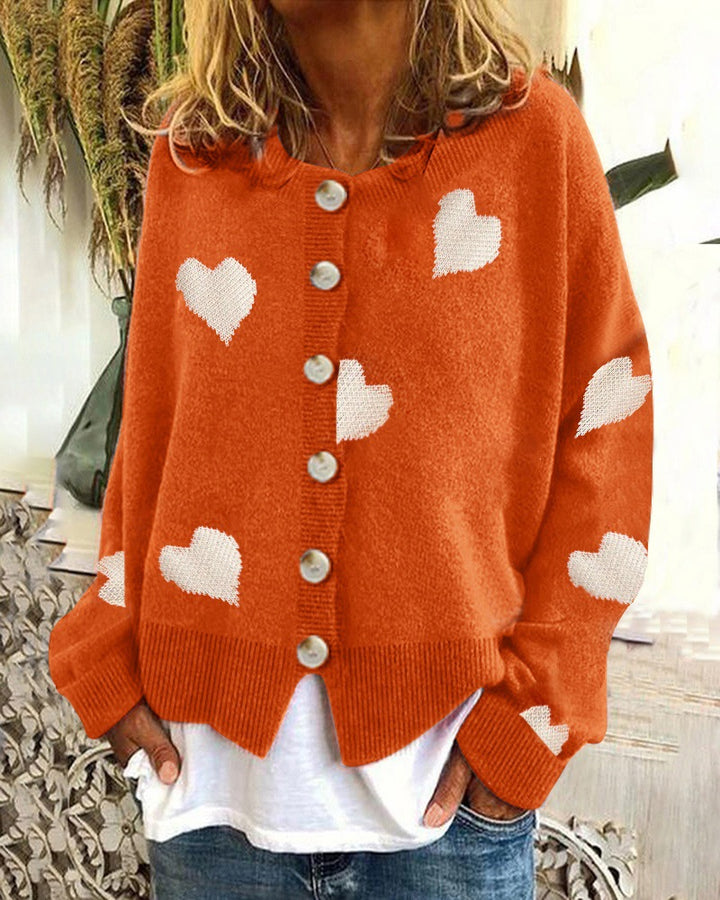 Women's cardigan with heart pattern and button design Lune London