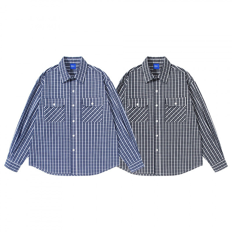 Men's loose-fitting checkered shirt with double breast pockets Amarae