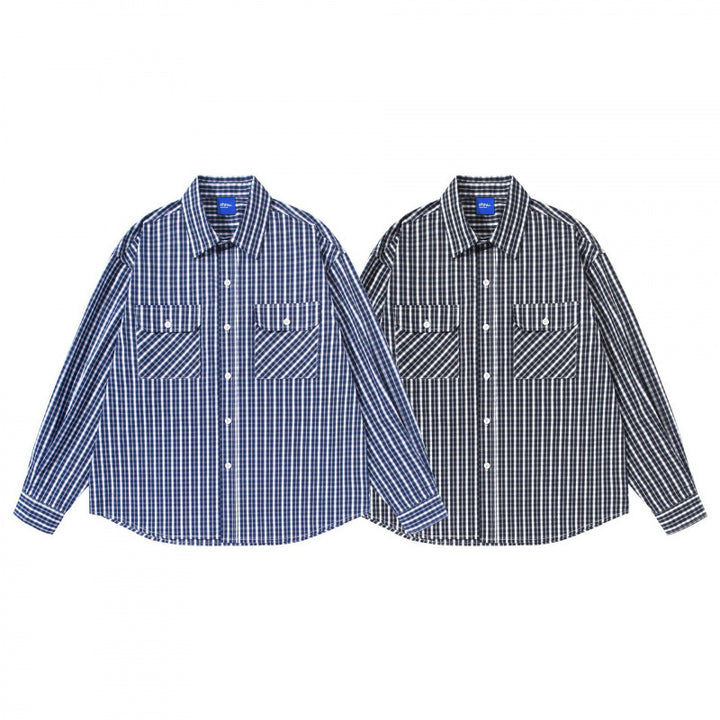 Men's loose-fitting checkered shirt with double breast pockets Amarae