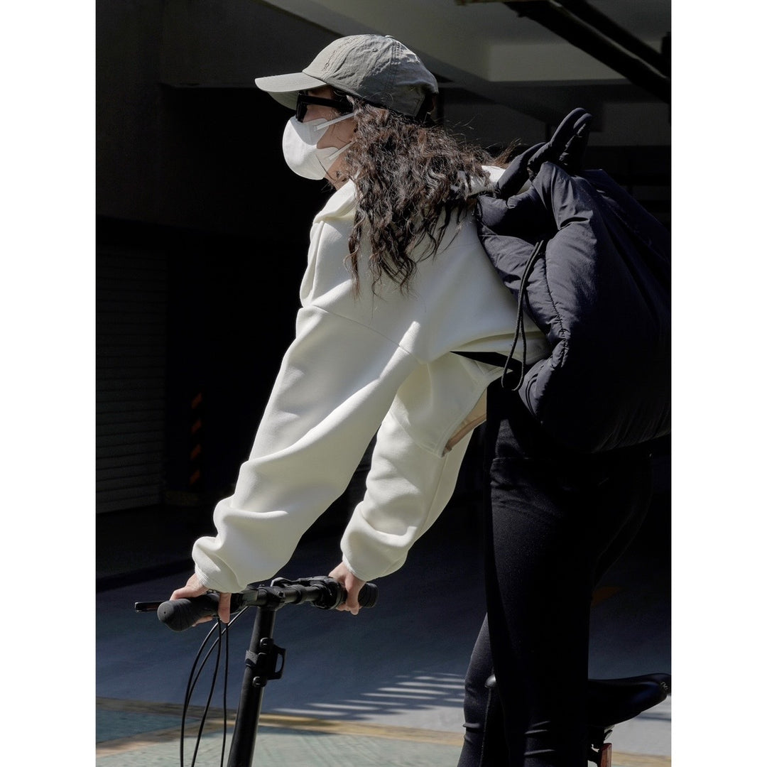 Women short jacket with hood, concealed zipper and elastic hem Amarae